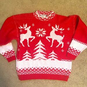 Vintage Christmas sweater red and white size small petite